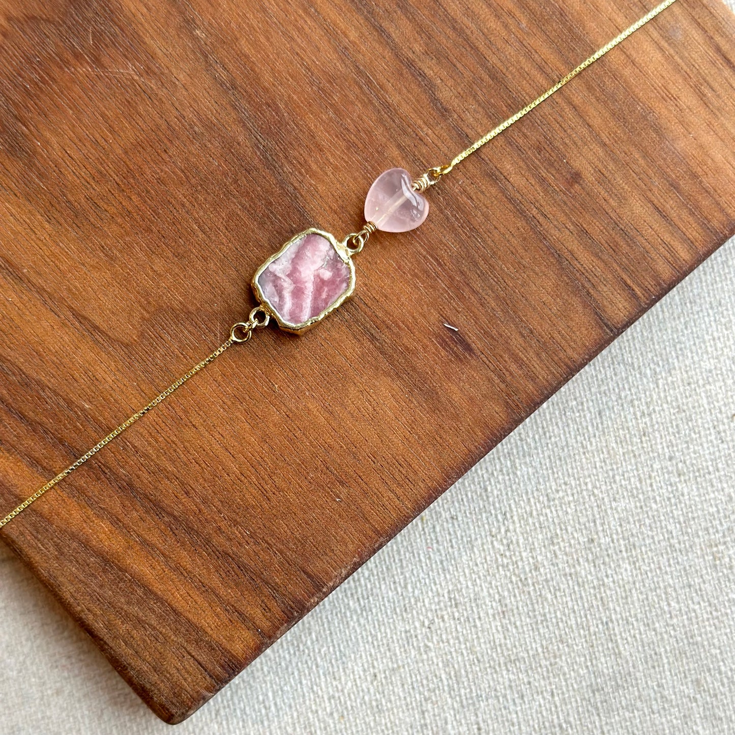 Rhodochrosite And Rose Quartz Gold-plated Sterling Silver Necklace