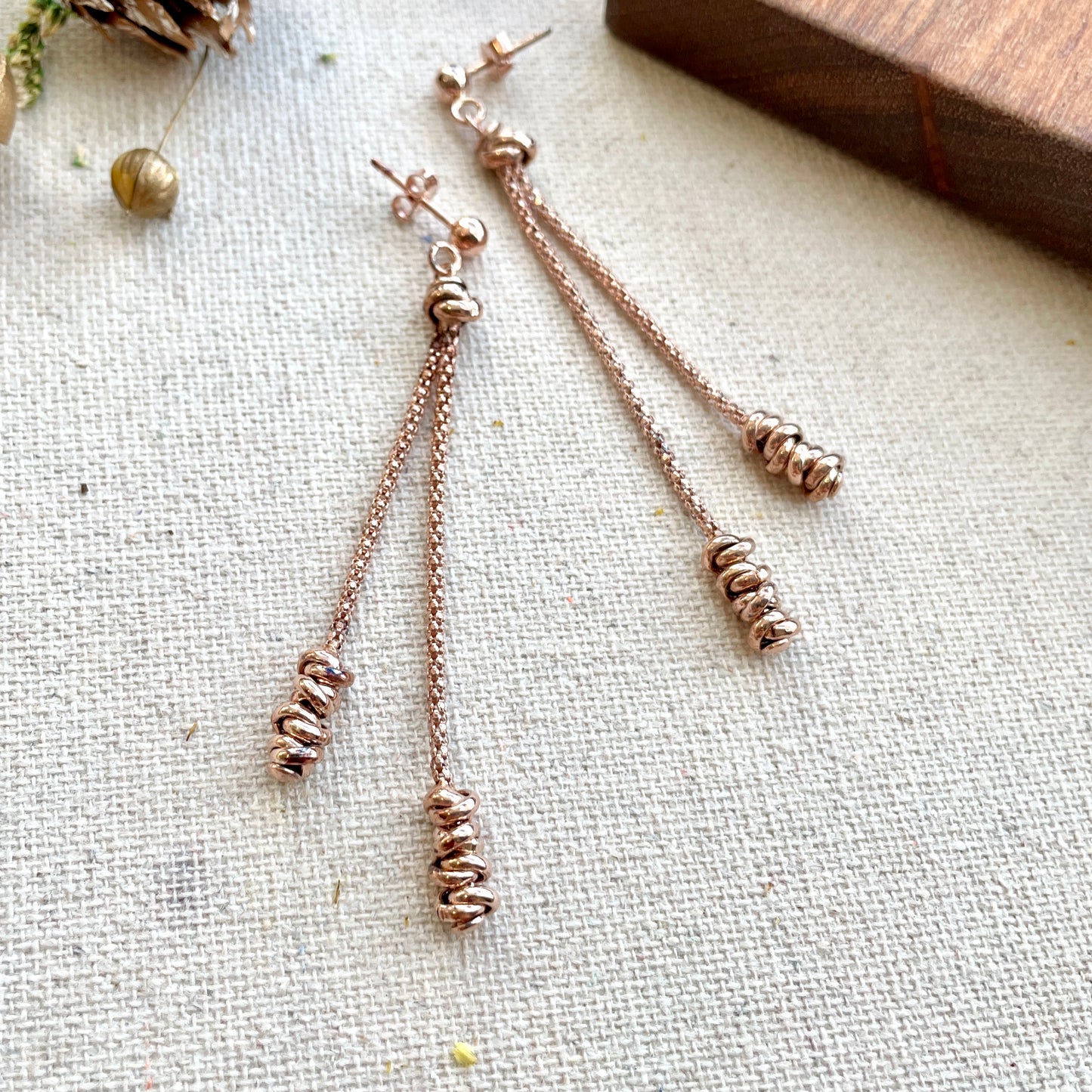 Rose Gold-plated Italian Sterling Silver Knots Earring