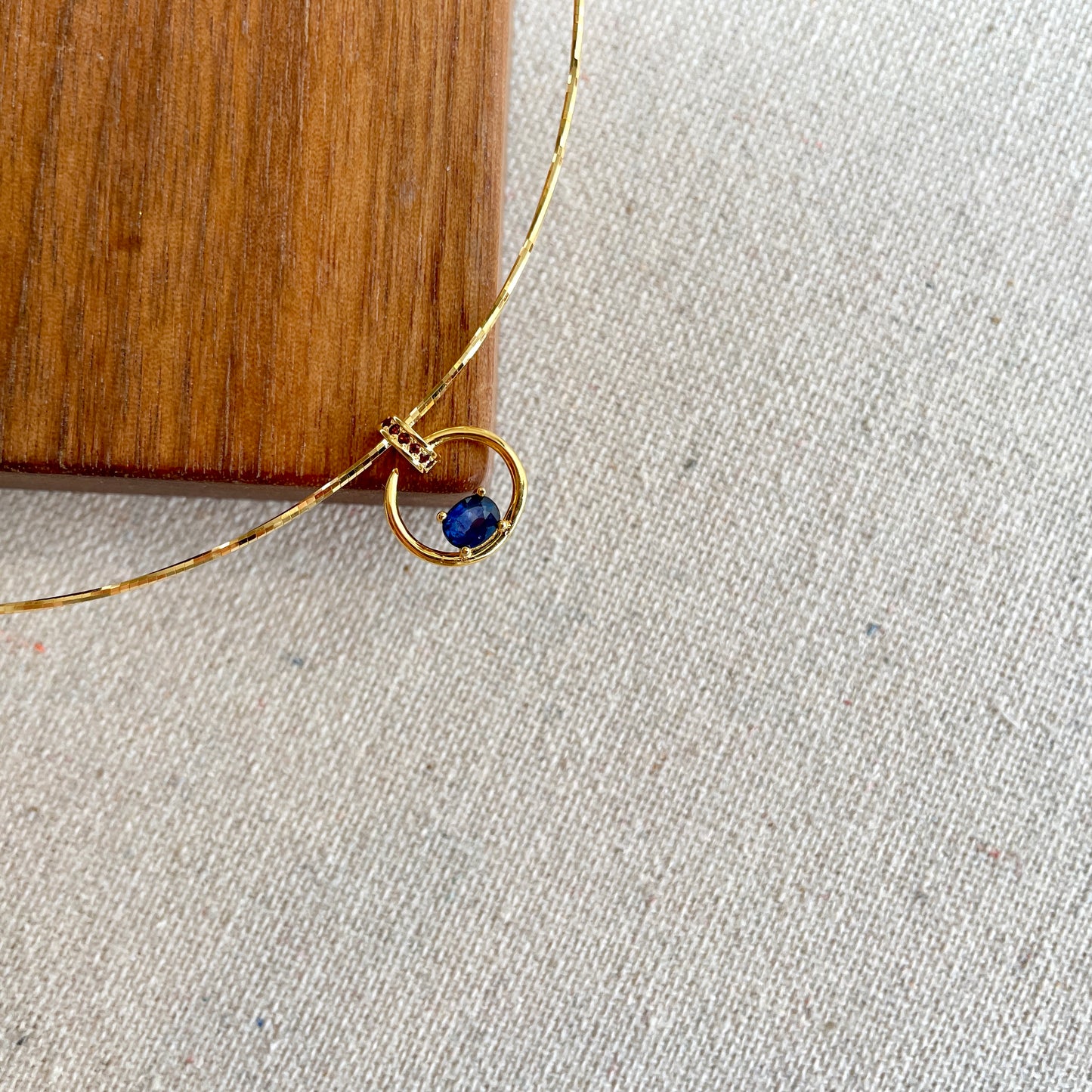 Sapphire And Garnet Choker Wire Gold-plated Necklace