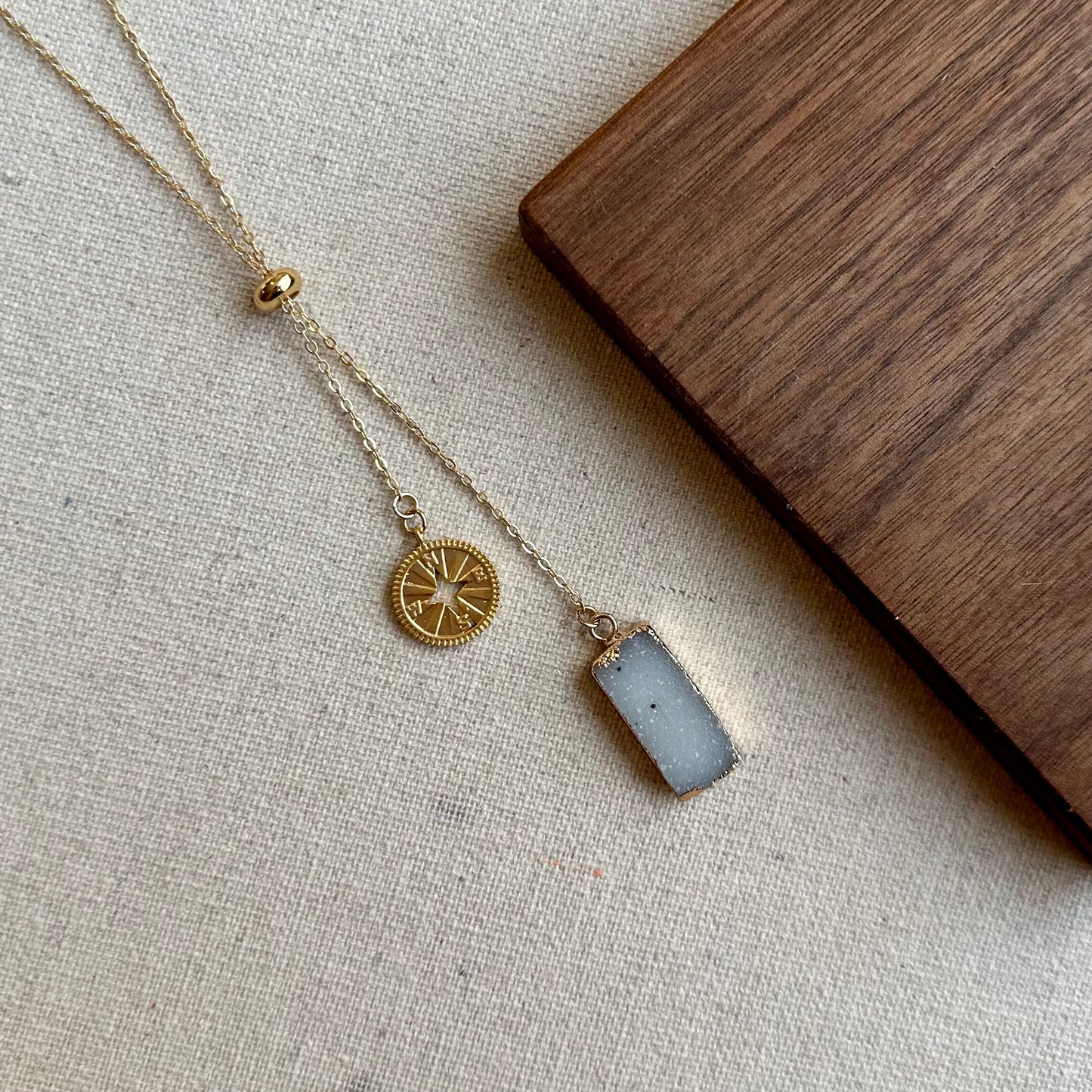 Druzy Stone Adjustable Long Gold-plated Necklace