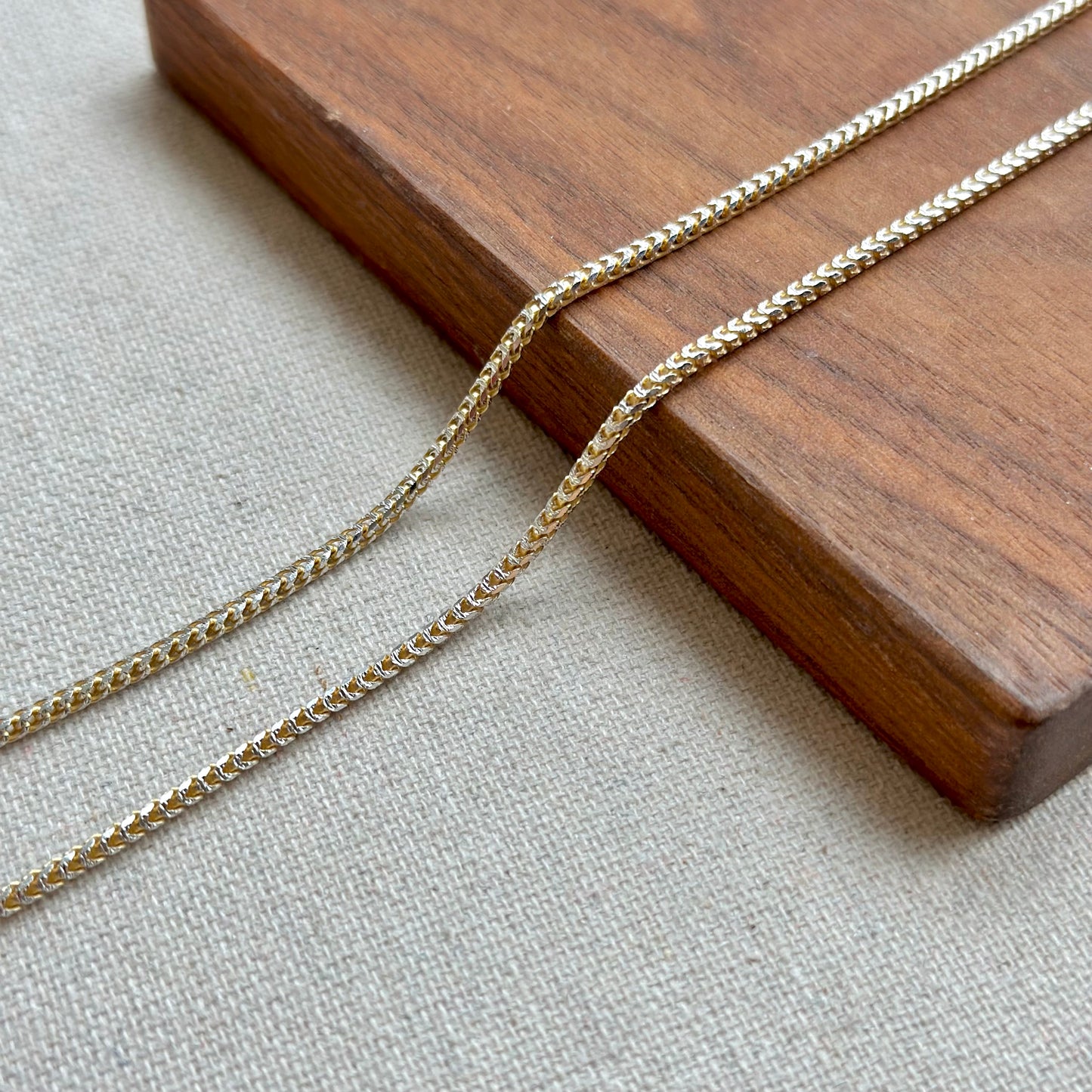 Two Tone Bone Chain Gold-plated Italian Sterling Silver Necklace