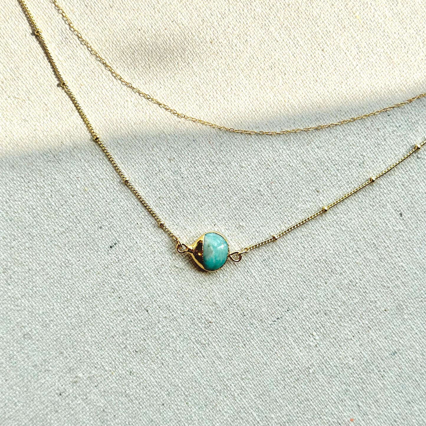 Amazonite Double Layer Gold-plated Necklace