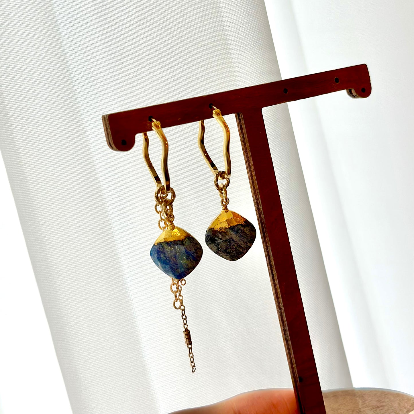 Lapis Multi-way Gold-plated Sterling Silver Ear Hoop