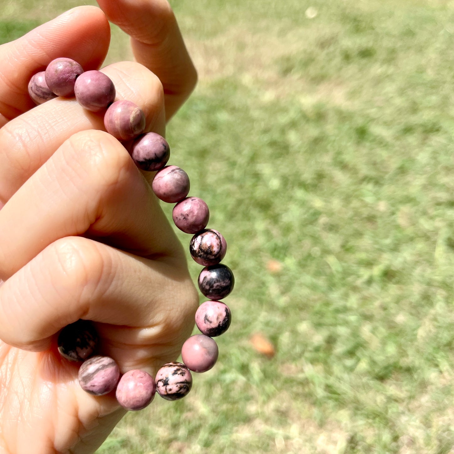 Rose Quartz And Rhodonite Beaded Bracelet