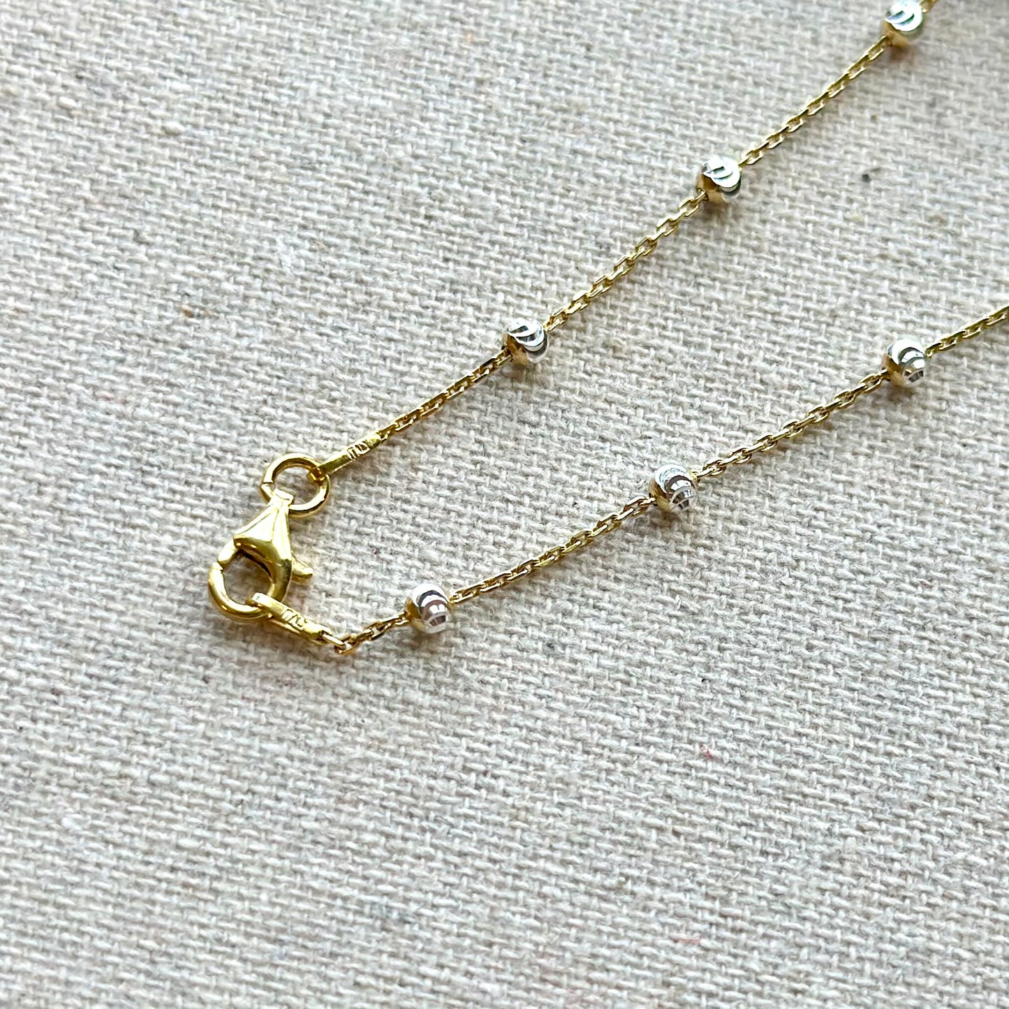 Two Tone Gold-plated Italian Sterling Silver Dotty Mixed Chain Necklace