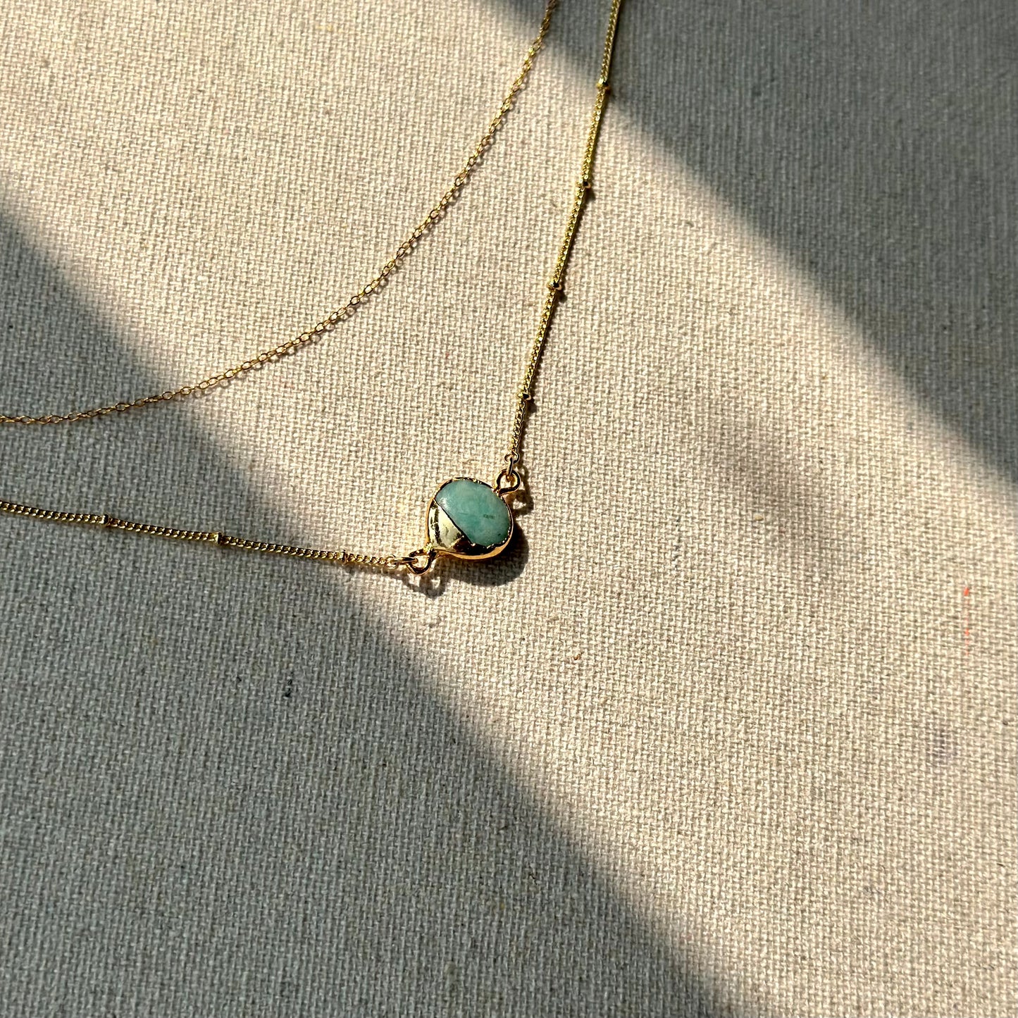 Amazonite Double Layer Gold-plated Necklace