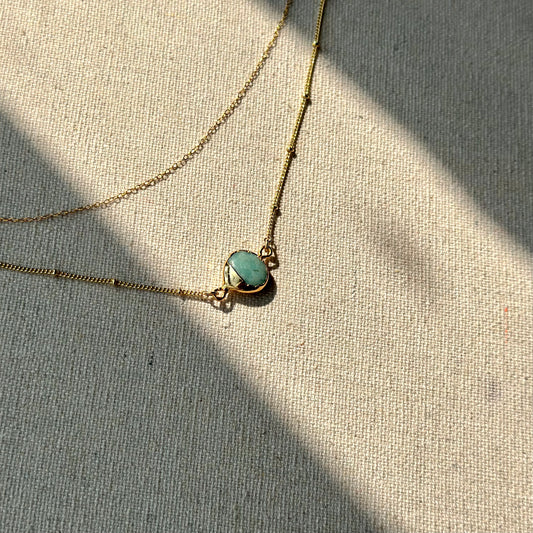 Amazonite Double Layer Gold-plated Necklace