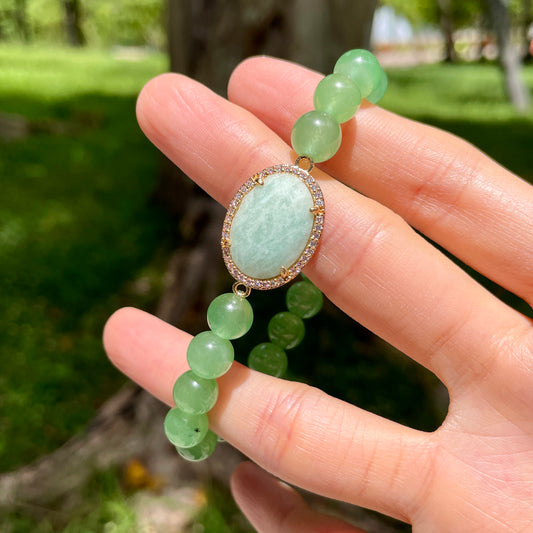 Amazonite And Aventurine Beaded Bracelet