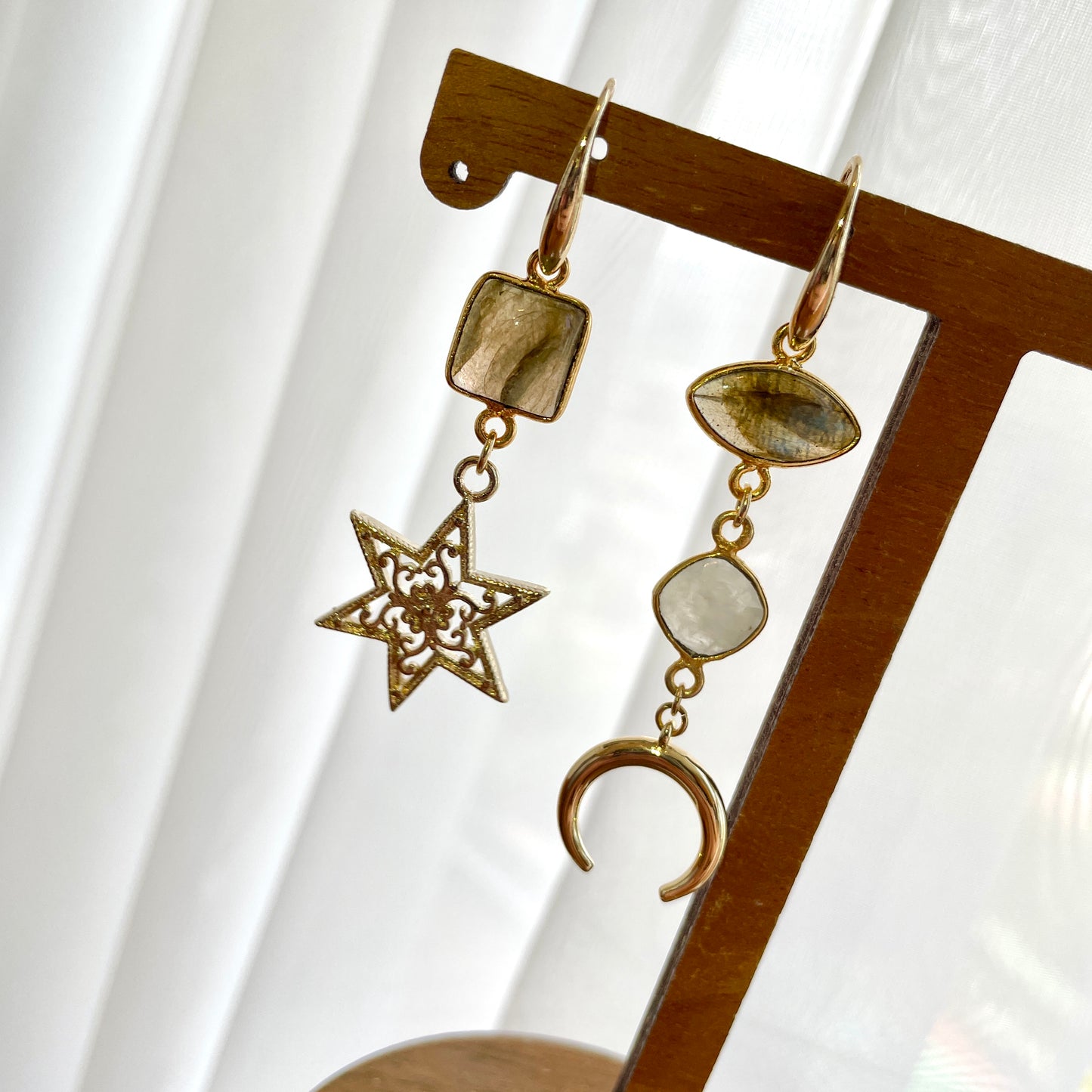 Labradorite And Moonstone Starry Earring