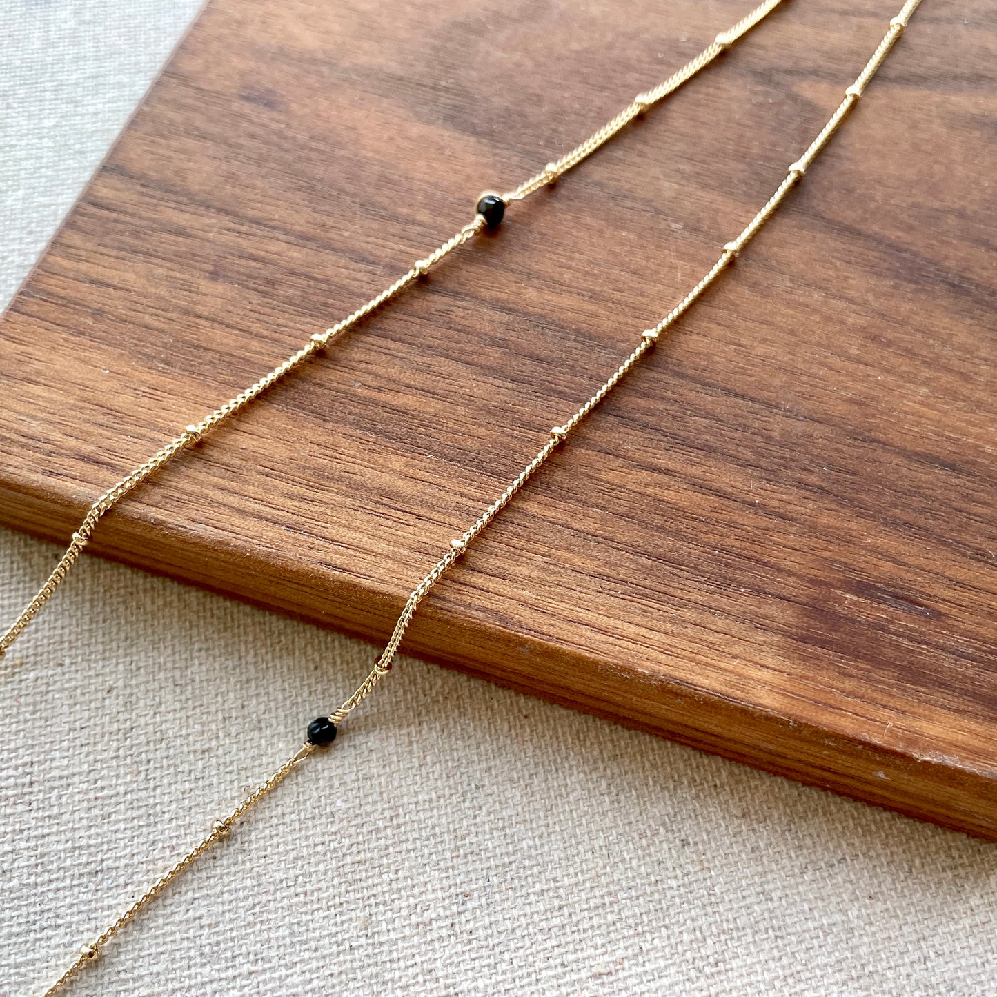 Raw Black Tourmaline And Spinel Dotty Chain Gold-plated Necklace