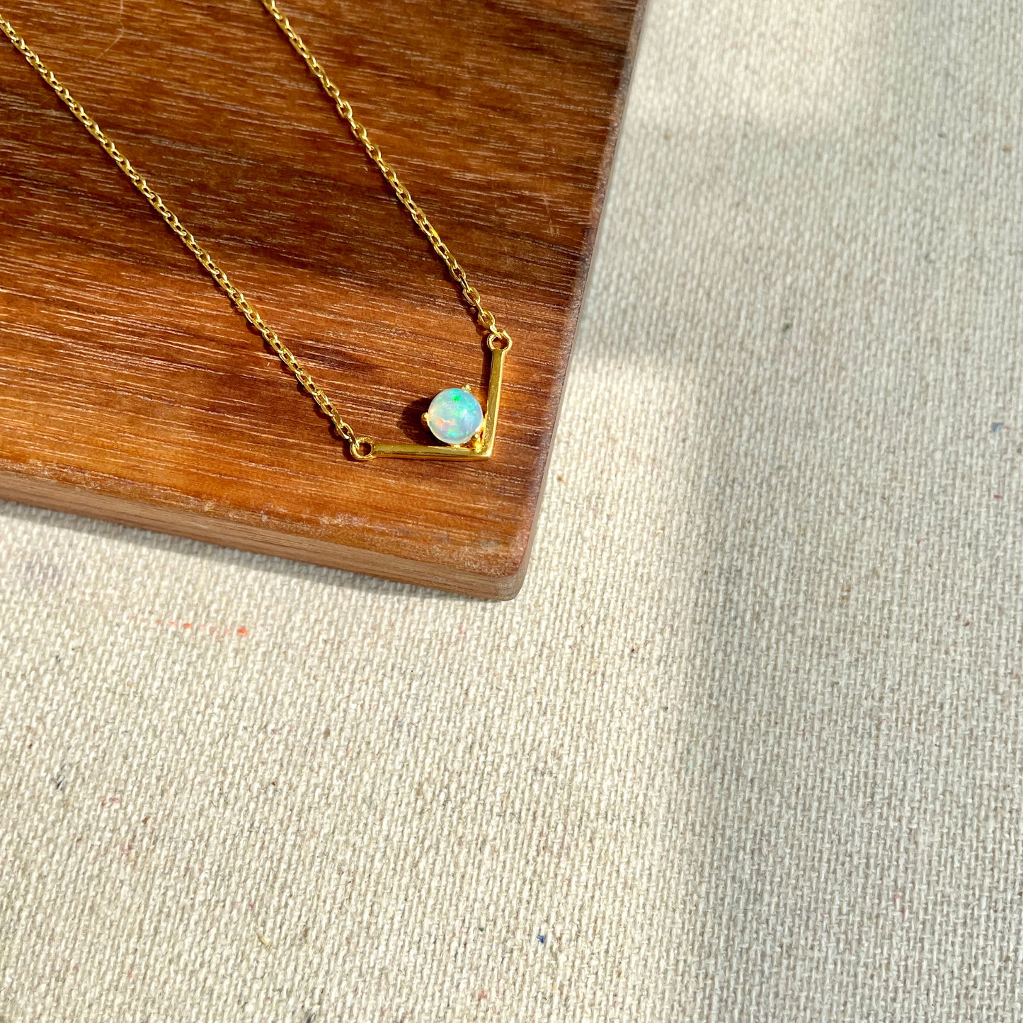 Opal V-shaped Gold-plated Necklace