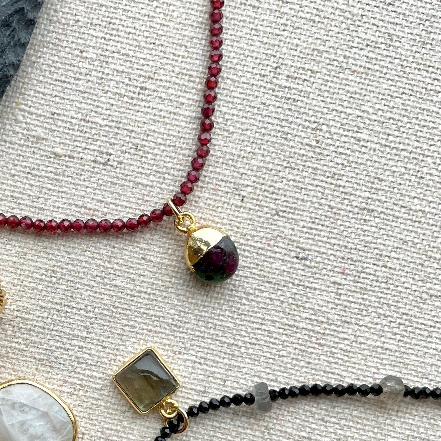 Ruby Zoisite And Garnet Beaded Necklace