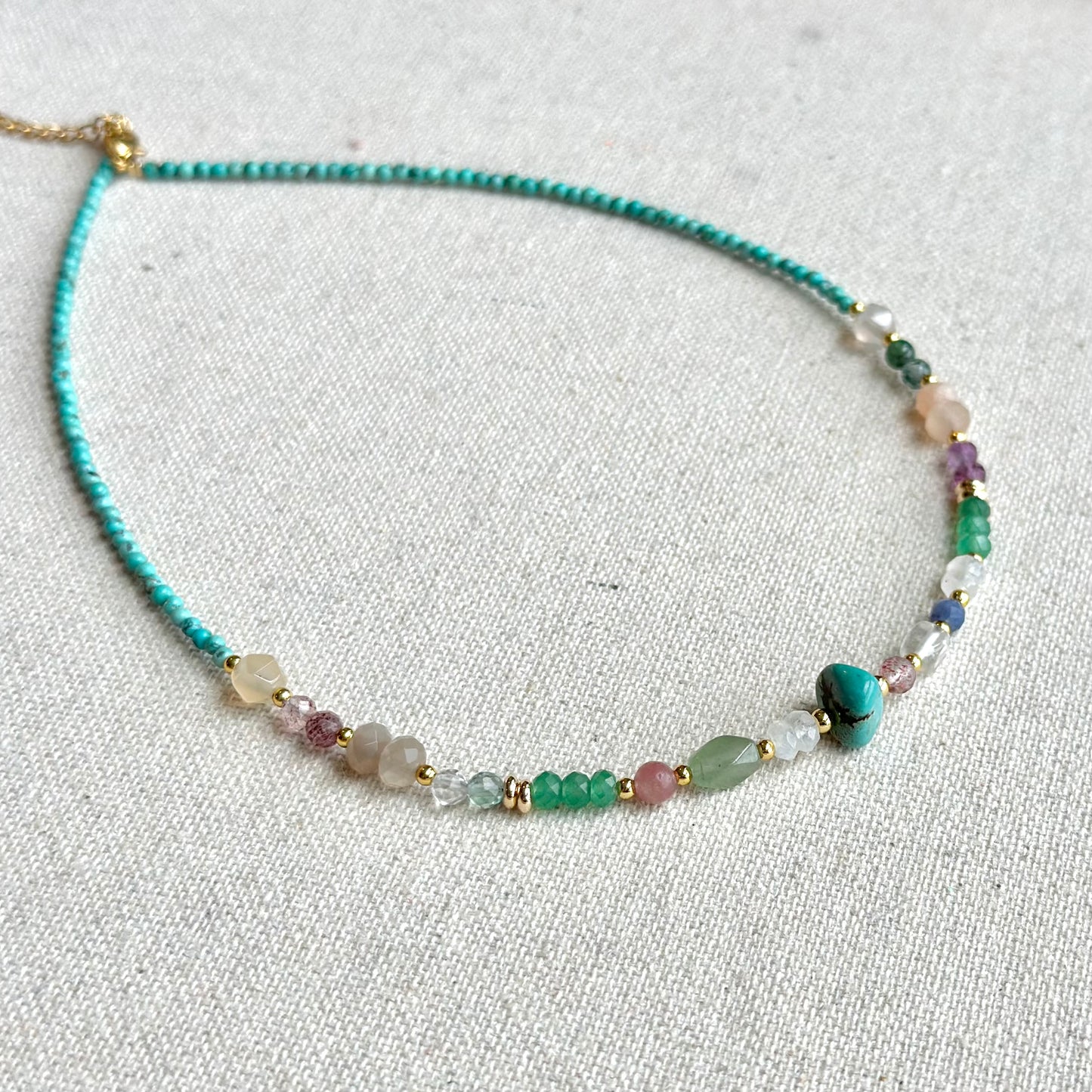 Turquoise Mixed Stone Beaded Choker Necklace