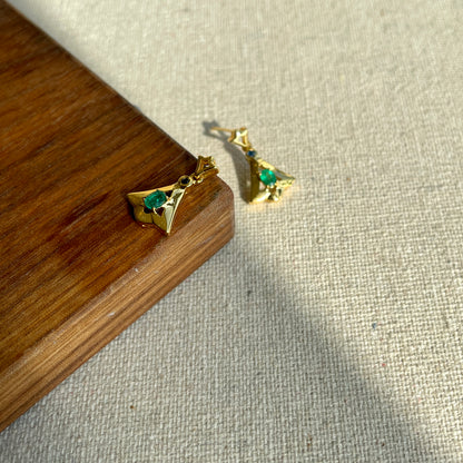 Emerald And Sapphire The Triangle Gold-plated Sterling Earring