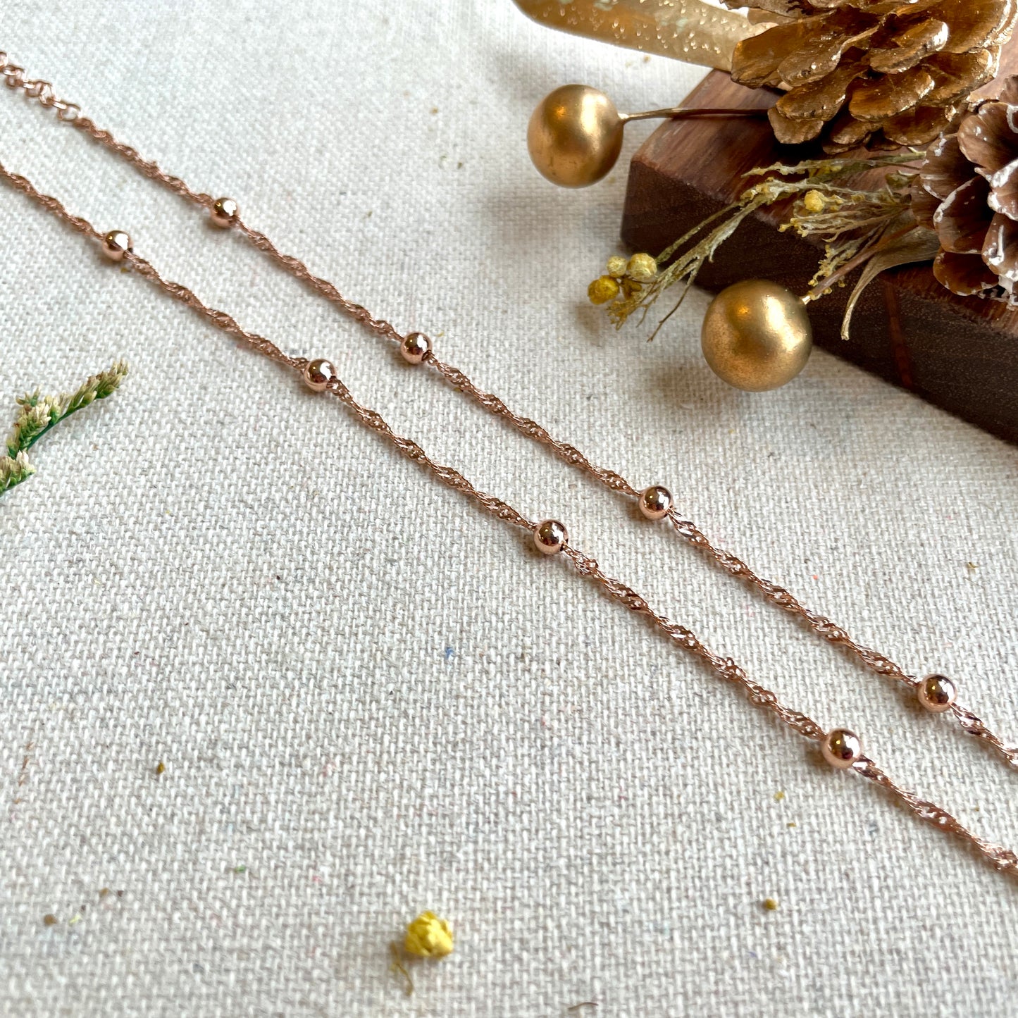 Rose Gold-plated Italian Sterling Silver Dotty Mixed Chain Choker Necklace