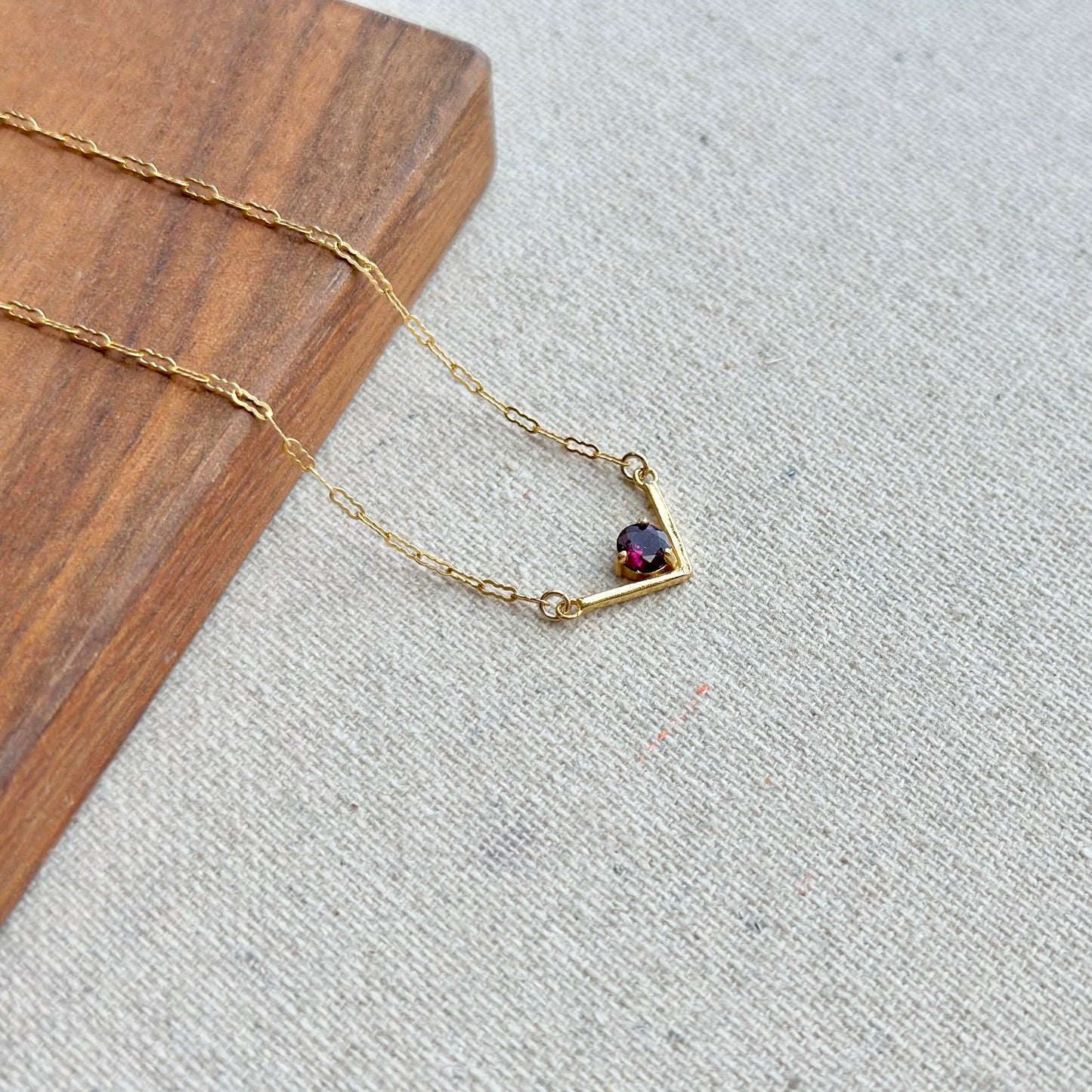 Garnet V-shaped 14k Gold-filled Necklace