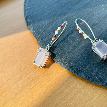 Rose Quartz Wire Wrapping Sterling Silver Earring