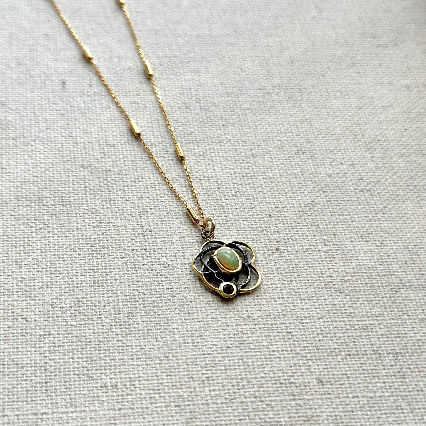 Opal And Garnet Gold-plated Sterling Silver Necklace