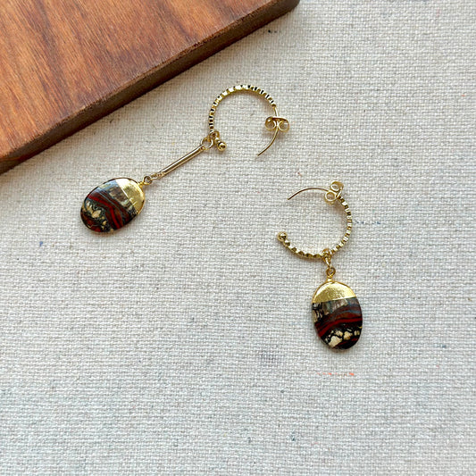 Pietersite Two-way Gold-plated Sterling Silver Ear Hoop