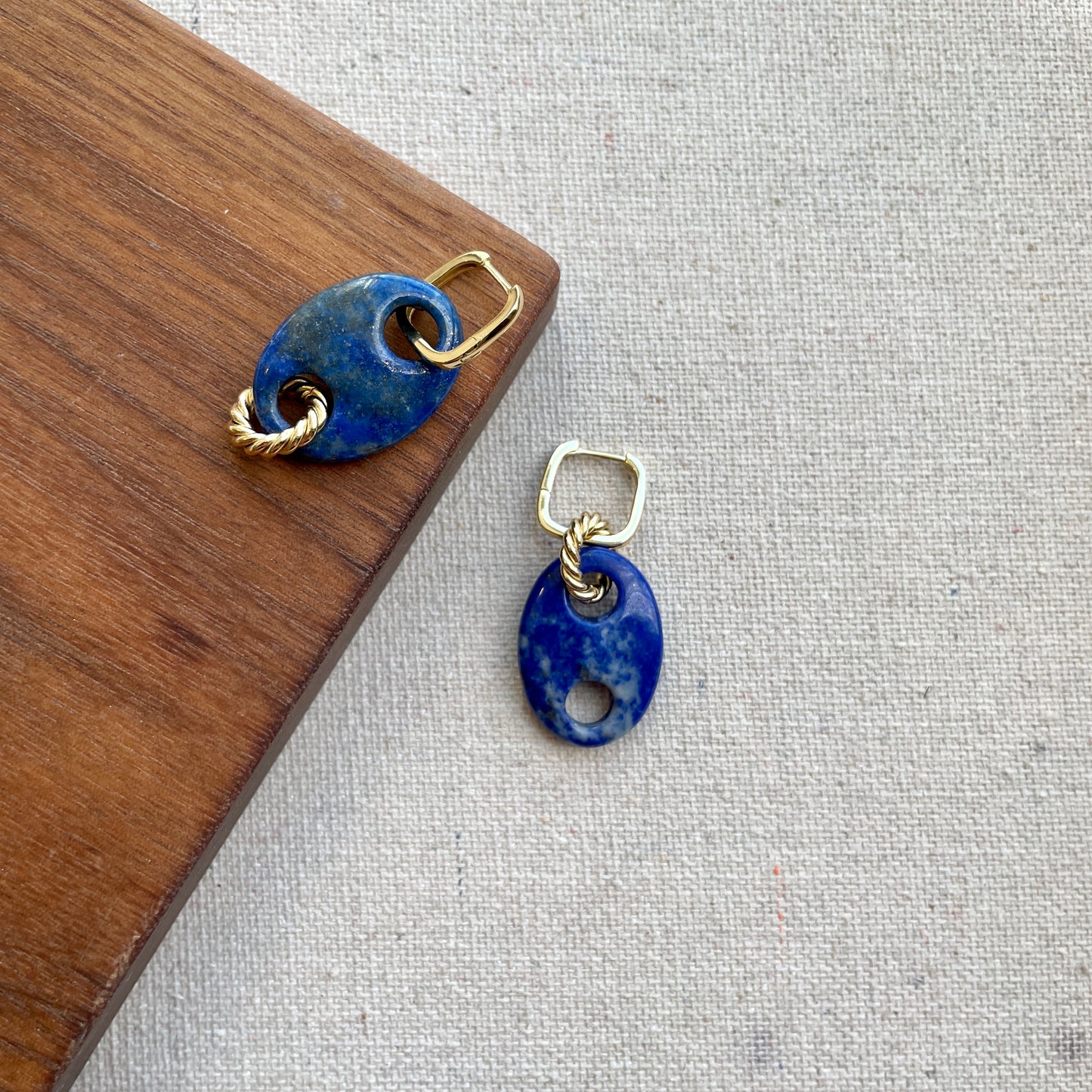 Lapis Two-way Gold-plated Ear Hoop