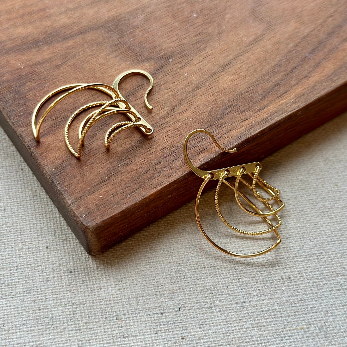 Leaves Gold-plated Italian Sterling Silver Hoop Earring