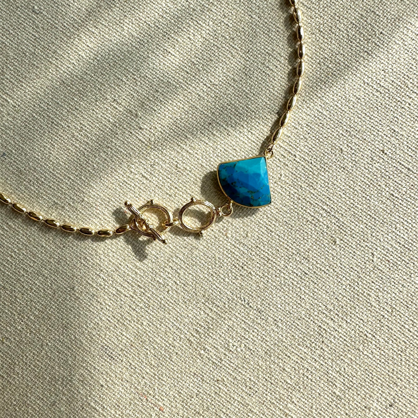 Turquoise Rice Chain Gold-plated Necklace