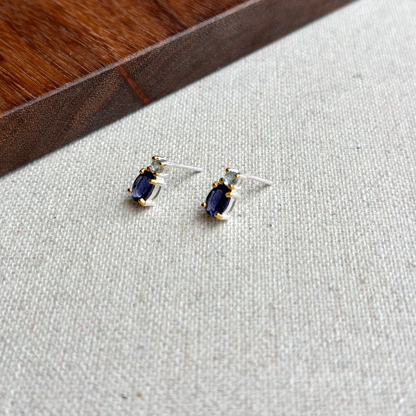 Iolite And Topaz Gold-plated Sterling Silver Ear Stud