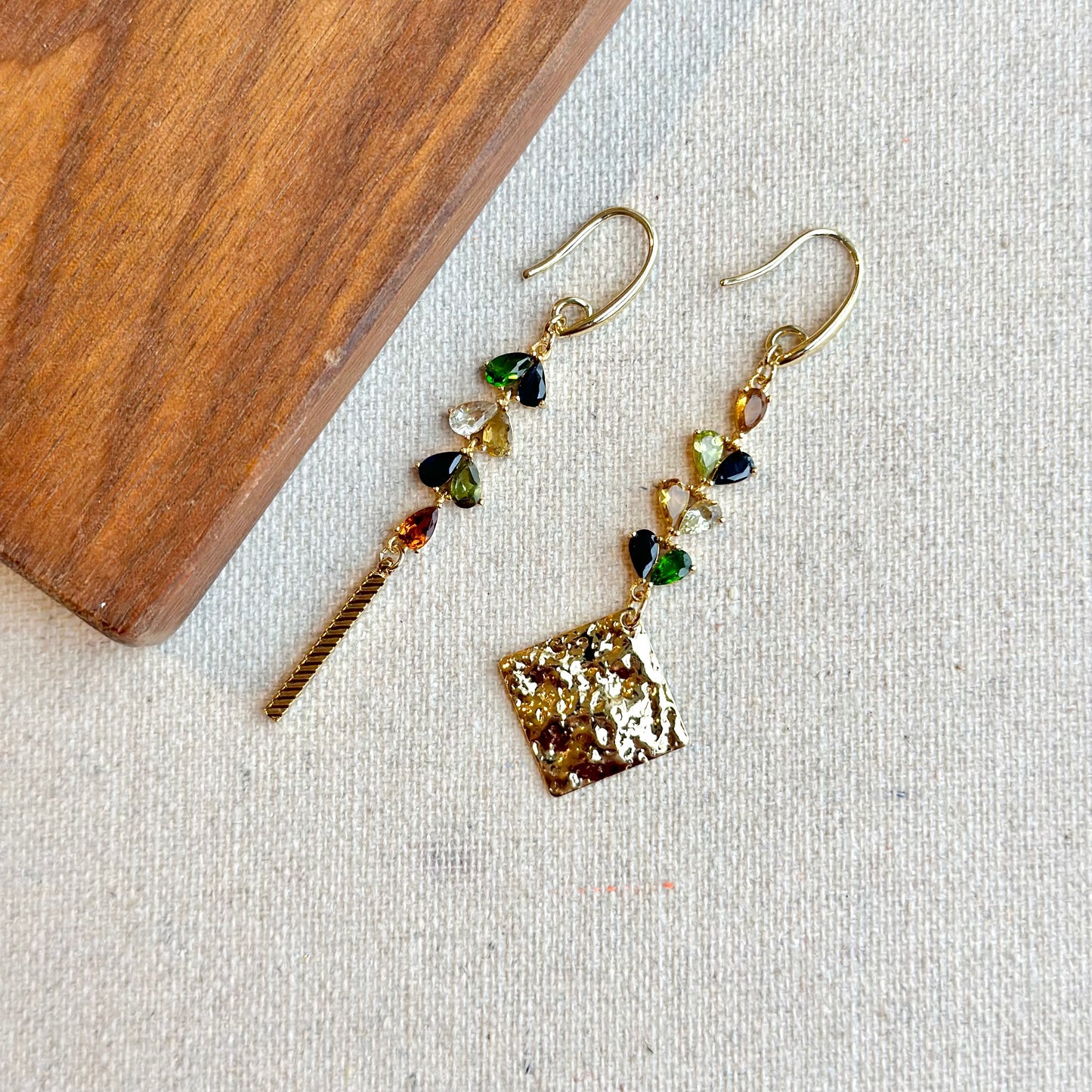 Tourmaline And Sapphire Gold-plated Earring