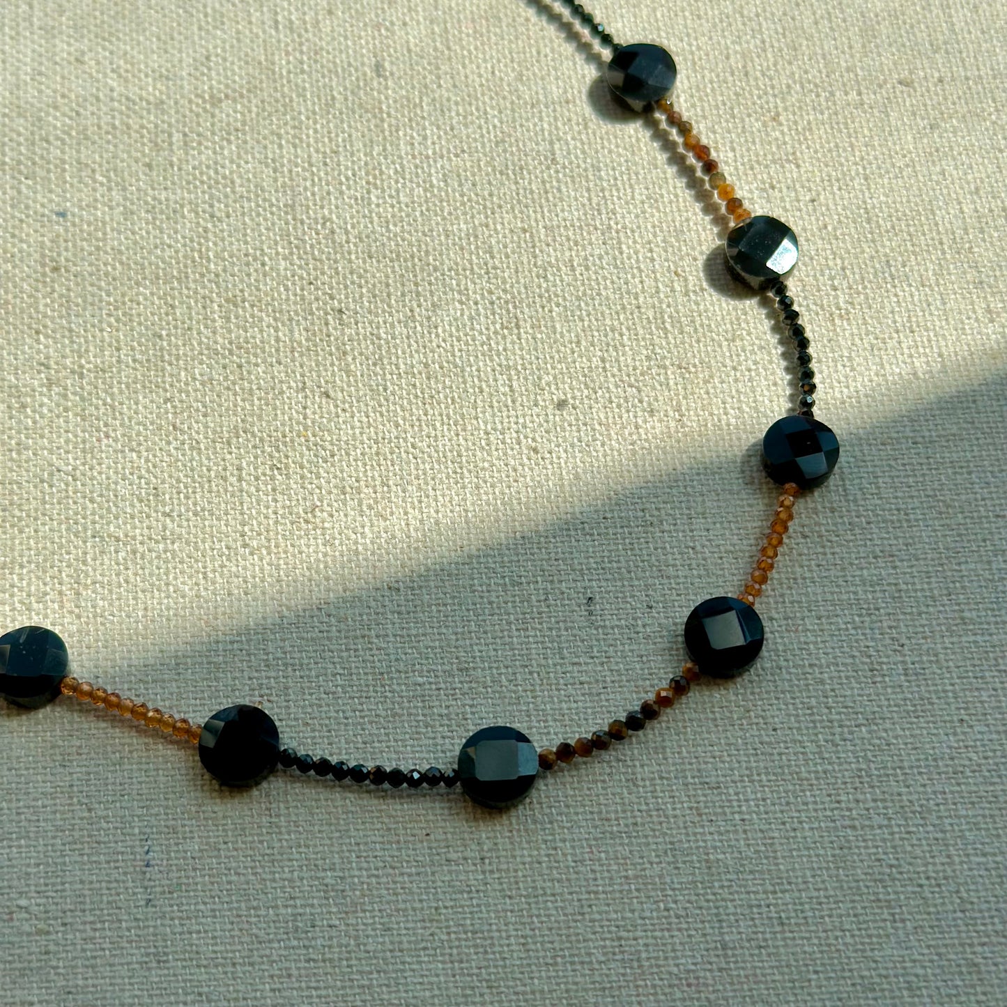 Black Onyx Mixed Tiger Eye And Carnelian Beaded Necklace