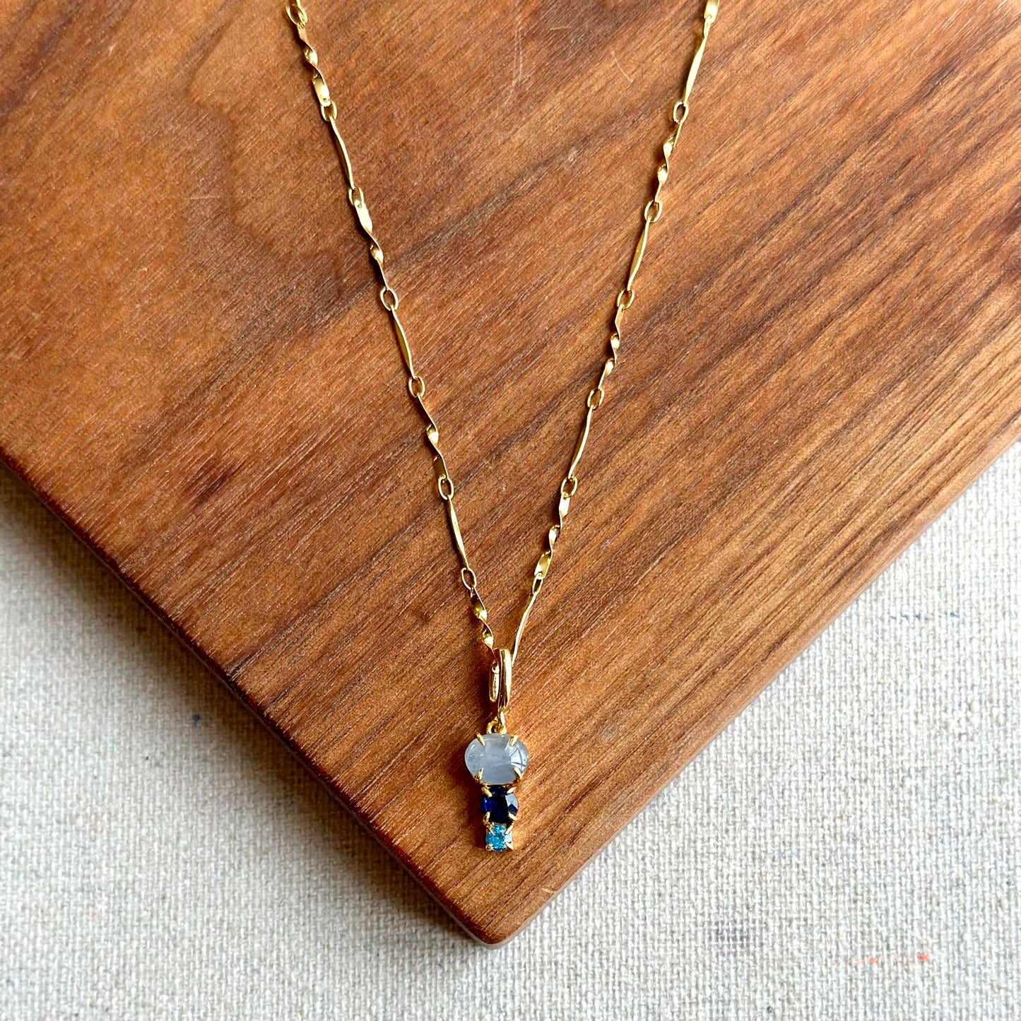 Sapphire And Star Sapphire With Topaz Gold-plated Sterling Silver Necklace