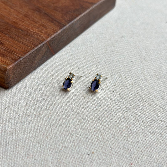 Iolite And Topaz Gold-plated Sterling Silver Ear Stud