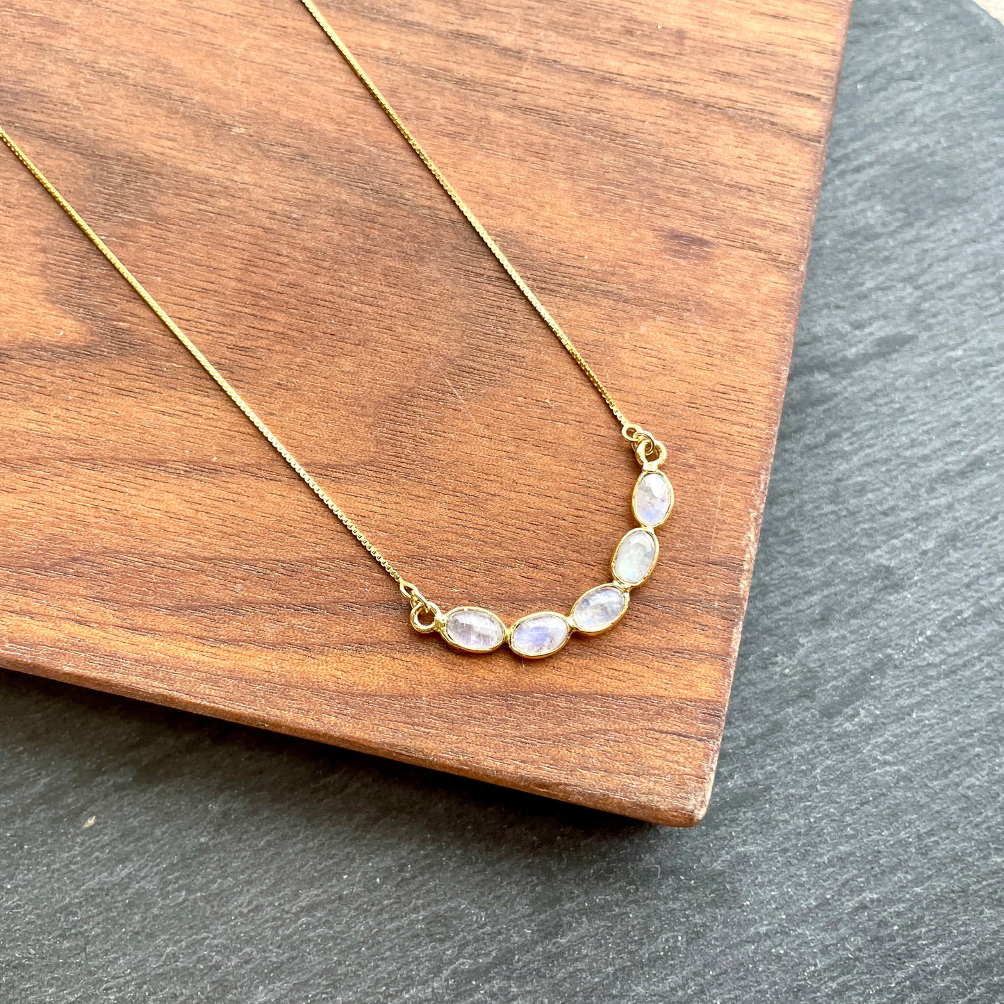 Curved Moonstone Gold-plated Necklace