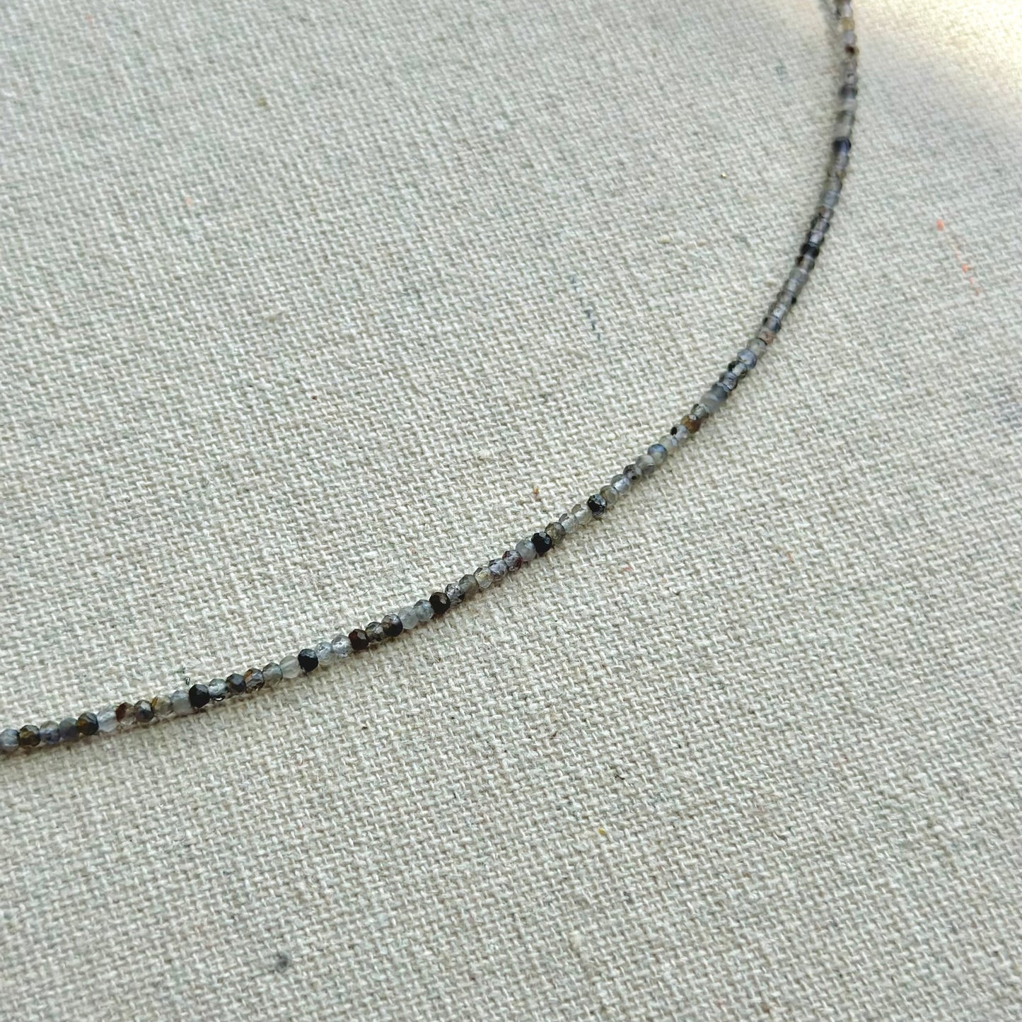 Beryl And Black Rutilated Quartz Beaded Choker Necklace