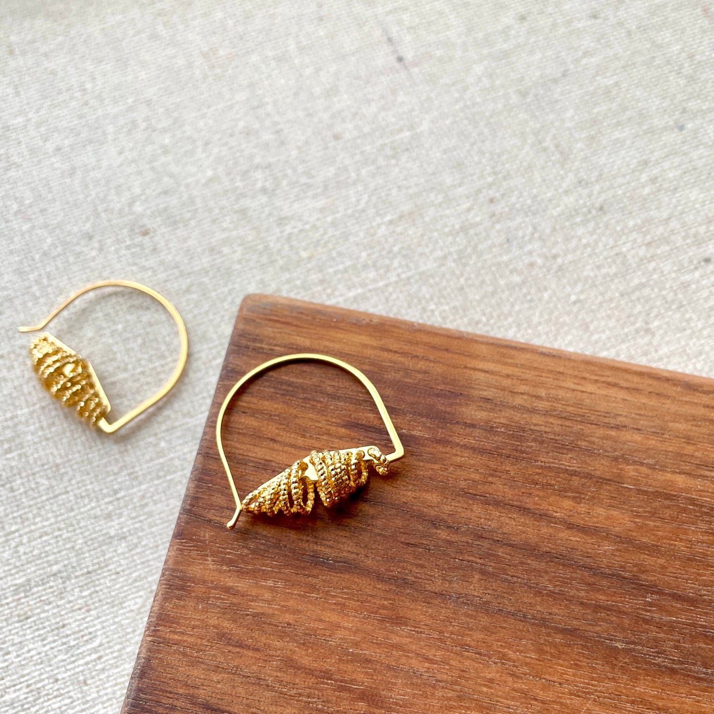 Gold-plated Italian Sterling Silver Half-shaped Hoop Earring