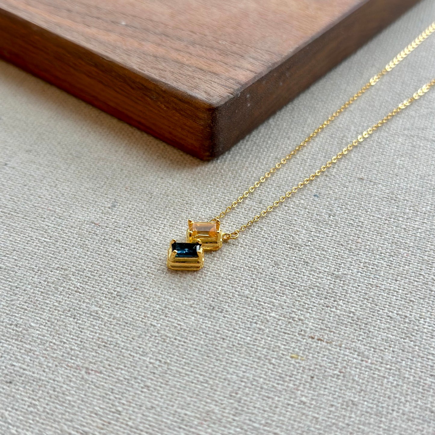 Citrine And Sapphire Asymmetric Gold-plated Sterling Silver Necklace