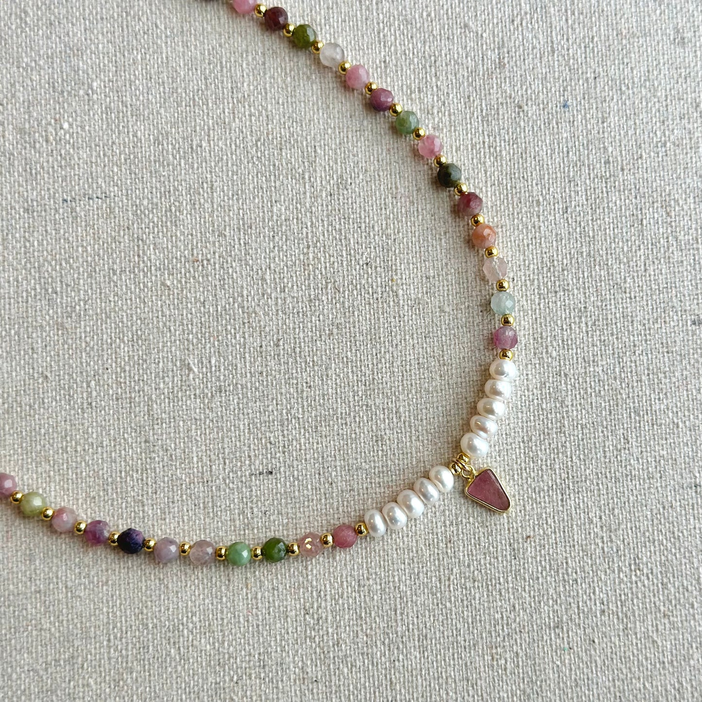 Tourmaline And Freshwater Pearl Beaded Choker Necklace