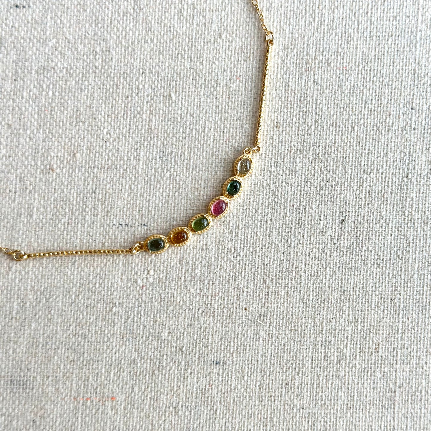 Tourmaline Curved Gold-plated Sterling Silver Necklace