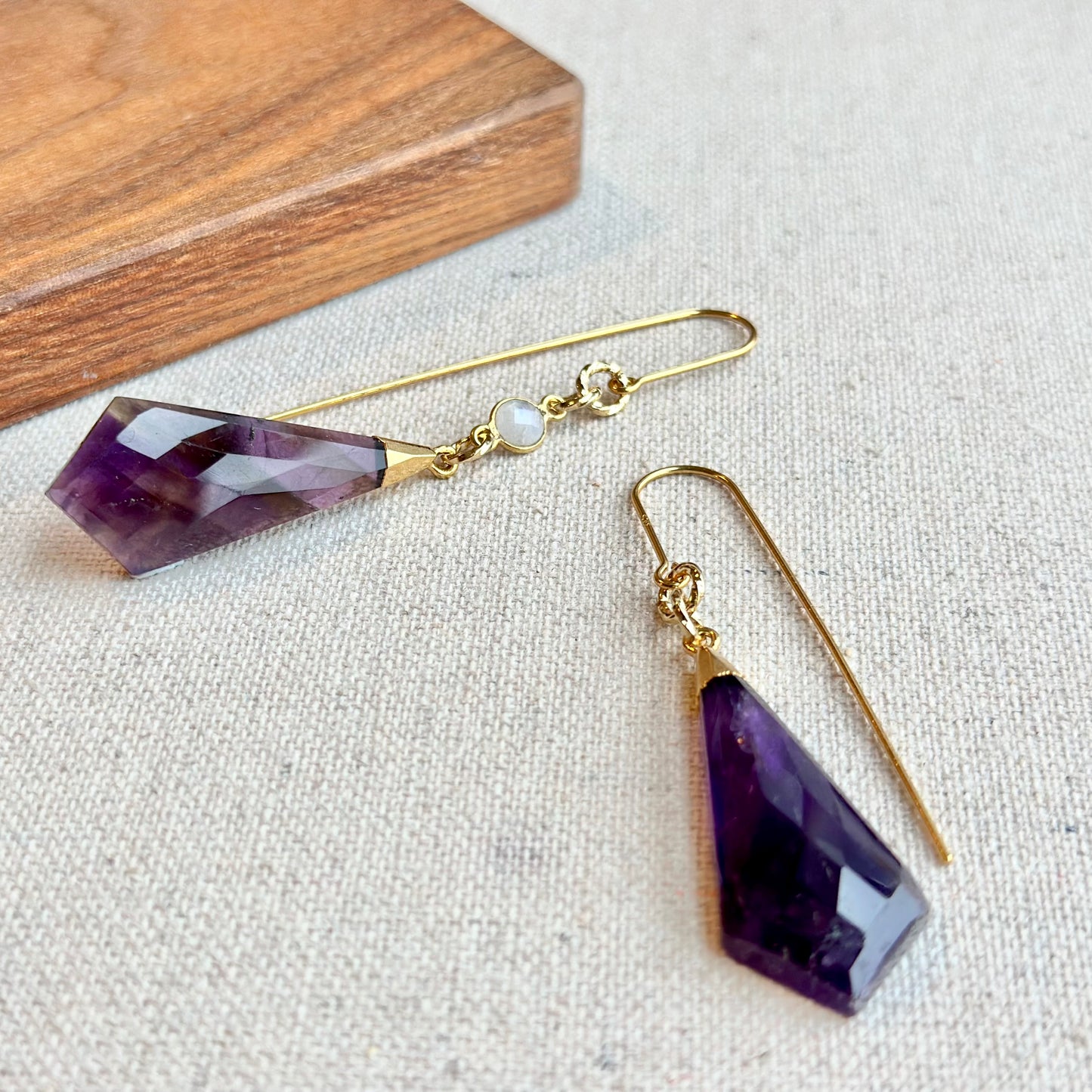 Amethyst And Moonstone Gold-plated Sterling Silver Earring