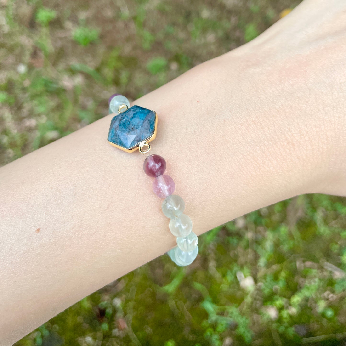 Apatite And Fluorite Beaded Bracelet