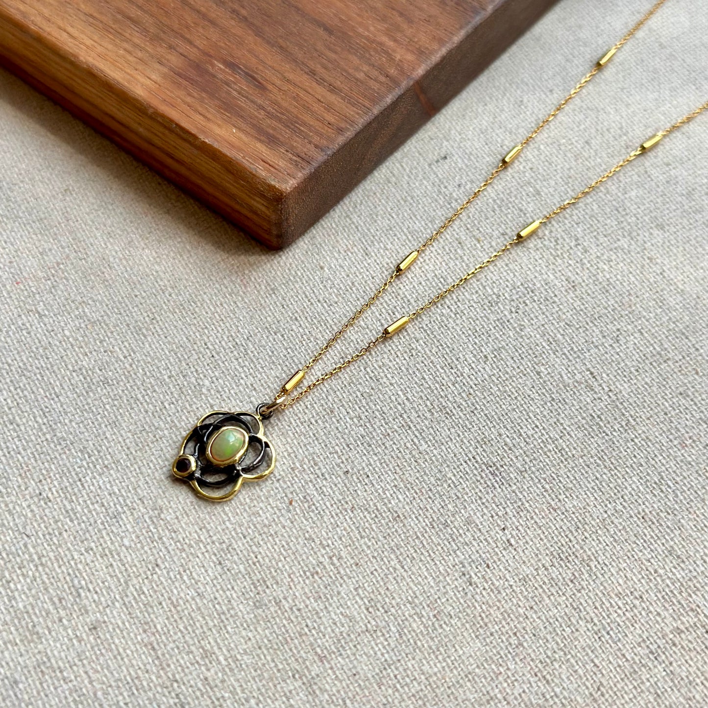 Opal And Garnet Gold-plated Sterling Silver Necklace