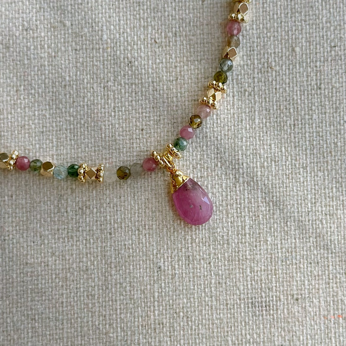 Tourmaline Mixed Beaded And Pink Tourmaline Necklace