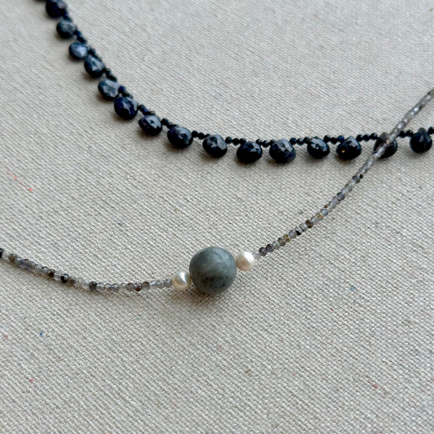 Lapis Drop Beaded Necklace