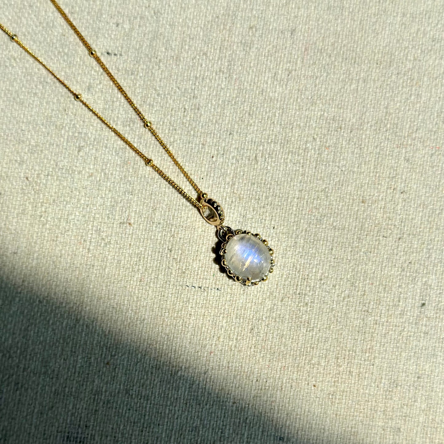 Moonstone Pendant Two-way Gold-plated Sterling Silver Necklace