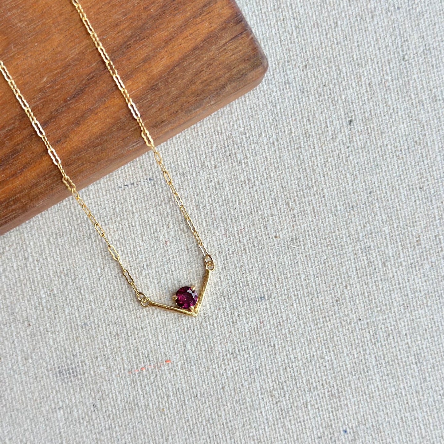 Garnet V-shaped 14k Gold-filled Necklace