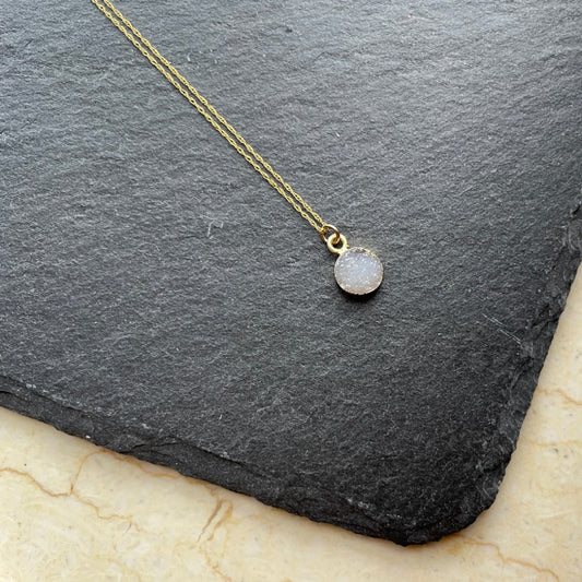 White Druzy Stone 14k Gold-filled Necklace