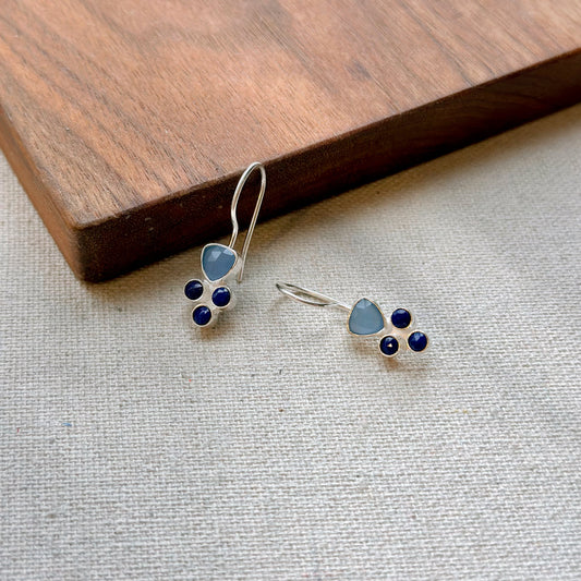 Lapis And Blue Chalcedony Sterling Silver Earring