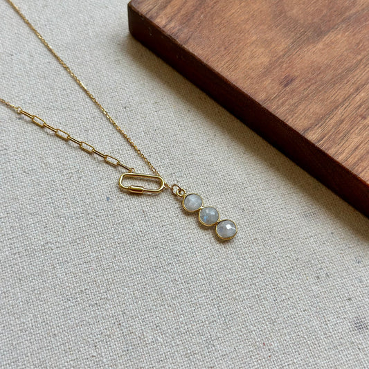 Moonstone Asymmetric Gold-plated Necklace