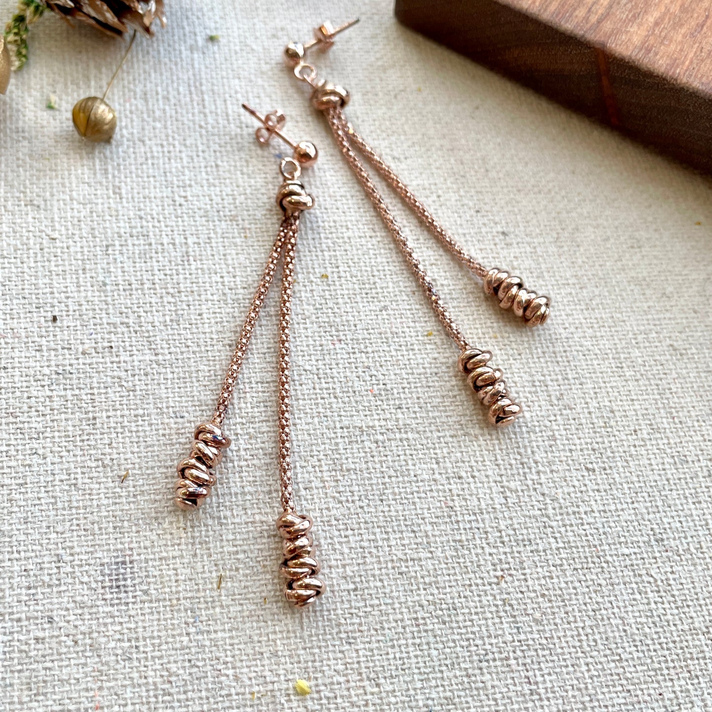 Rose Gold-plated Italian Sterling Silver Knots Earring