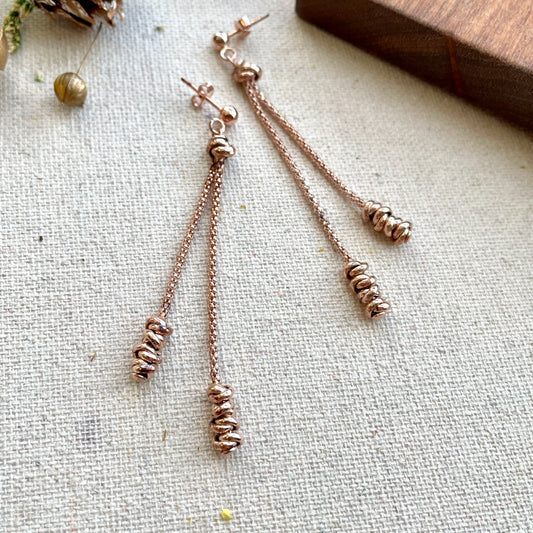 Rose Gold-plated Italian Sterling Silver Knots Earring