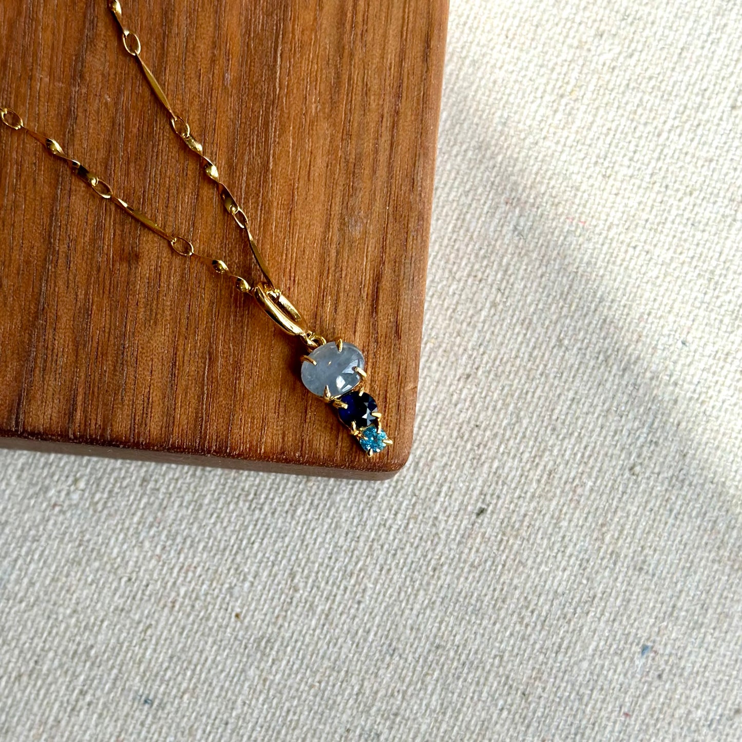 Sapphire And Star Sapphire With Topaz Gold-plated Sterling Silver Necklace